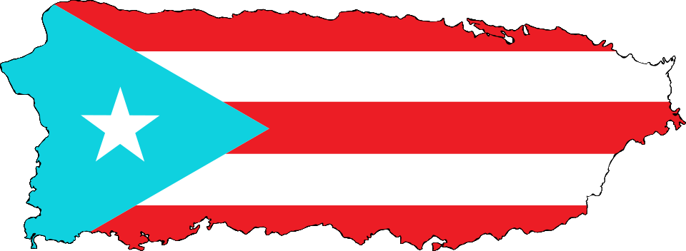 Puerto Rico island filled with the Puerto Rican flag